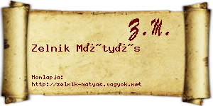 Zelnik Mátyás névjegykártya